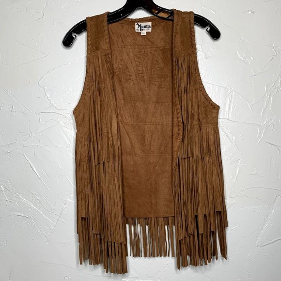Show Me Your Mumu Wander Fringe Top Foxy Brown Faux Suede - Picture 2 of 7